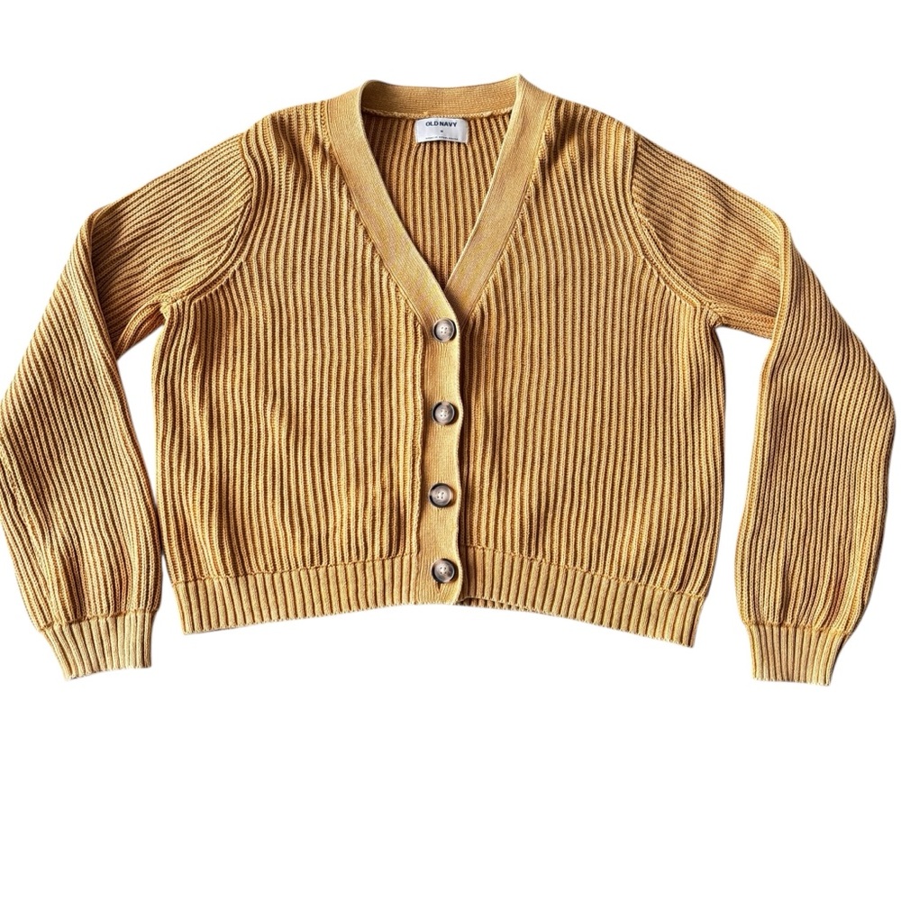 Ribbed Yellow Cardigan, Size M